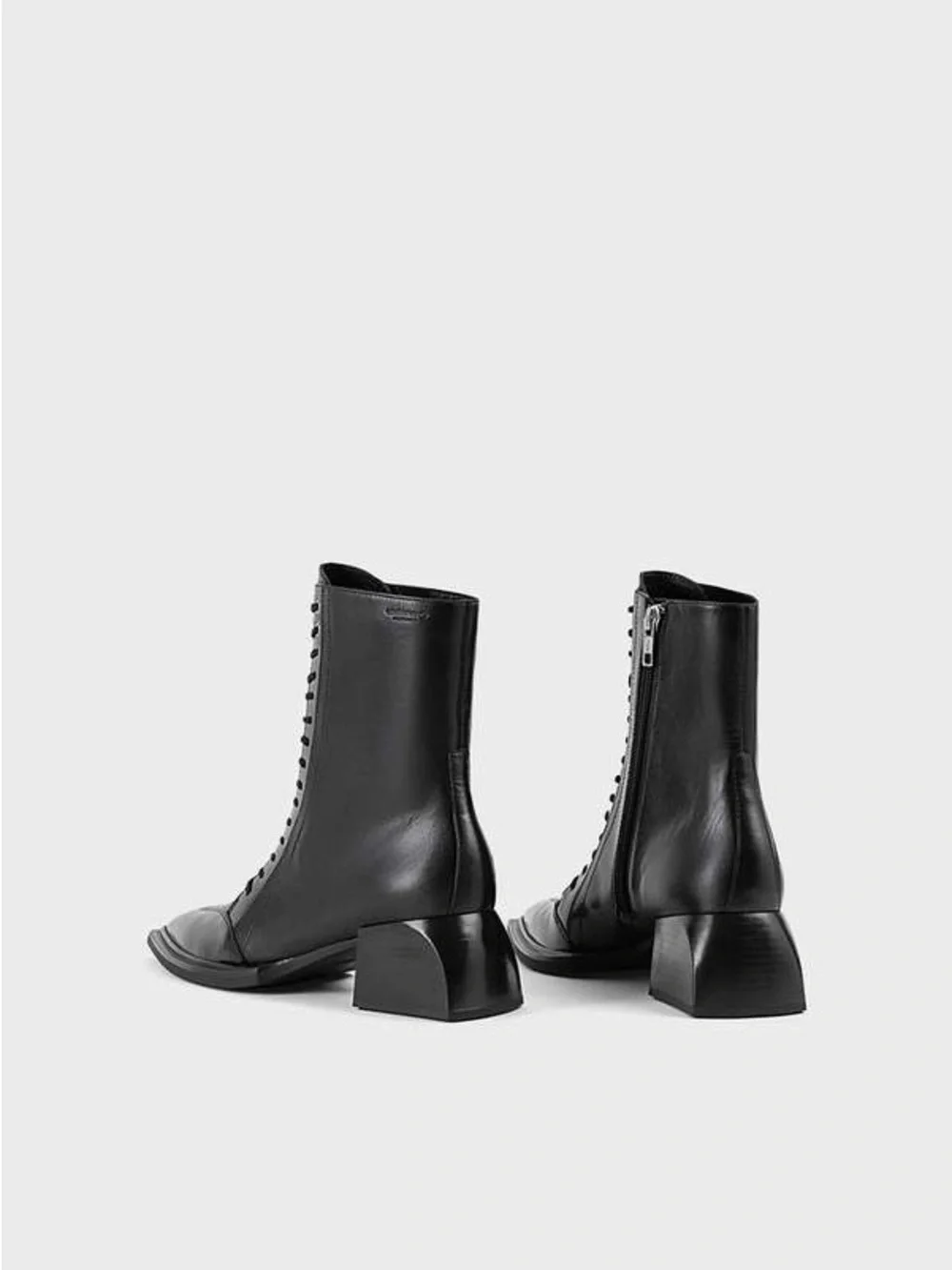 Vagabond Vivian Black Lace-Up Pointed Ankle Boots with Side Zip - Picture 5 of 8